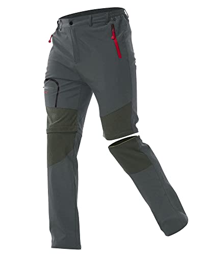 ZOEREA Pantalones Aire Libre de Hombre Convertible Pantalones Cortos Trekking Montaña Escalada Senderismo Secado Rápido Pantalón Funcionales (L, Gris)