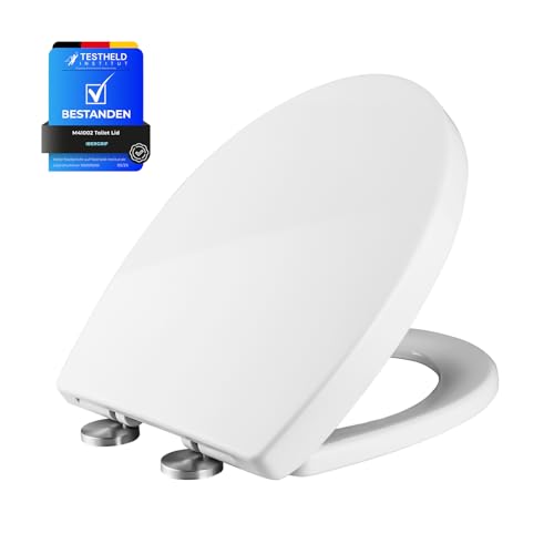 Ibergrif M41002 Tapa wc, Asiento de Inodoro de Cierre Suave en Forma de O con Liberación Rápida para una Fácil Limpieza, Blanco