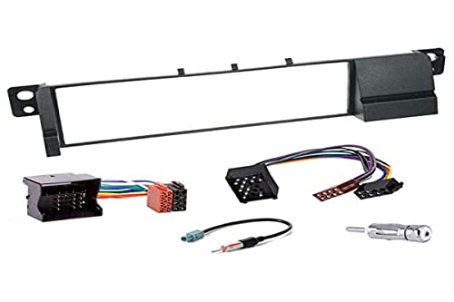 Sound-way Kit Montaje Autoradio, Marco 1 DIN Radio de Coche, Cable Adaptador Conector ISO, Adaptador Antena, Compatible con BMW Serie 3 E46, E36