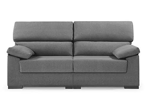 HOGAR24 ES | Sofa 3 Plazas | Sofas de Salón Moderno de Diseño | Confortable | Asientos Desenfundables y Lavables | Color Gris