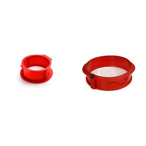 Lékué Molde Desmontable para Tarta, Rojo, 18 cm + Duo Redondo Rojo Molde Pastel, Silicona, 23 x 7 x 23 cm