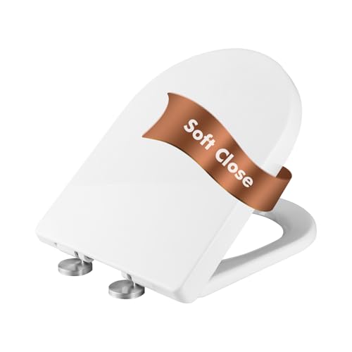 Ibergrif M41001 Tapa wc, Asiento de Inodoro de Cierre Suave en Forma de D con Liberación Rápida para una Fácil Limpieza, Blanco