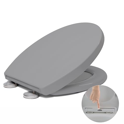 Asiento de inodoro de cierre suave, asiento de inodoro de cierre suave con liberación rápida para una fácil limpieza, asientos de inodoro estándar en forma de O, fijación superior simple, asiento de