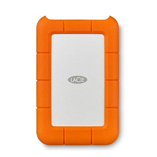LaCie Rugged USB-C, 2TB, Portable External Hard Drive, Drop, Shock, Dust, Rain Resistant, for Mac & PC, incl. USB-C w/o USB-A cable, 2 year Rescue Services (STFR2000800)