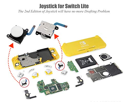 ElecGear Reemplazo de Joystick Analógico para Nintendo Joy-con Controller y Switch Lite, 3D Thumb Stick Palanca Pulgar Palanca de Controlador, Destornillador Herramientas de Reparación (Rojo / Azul)
