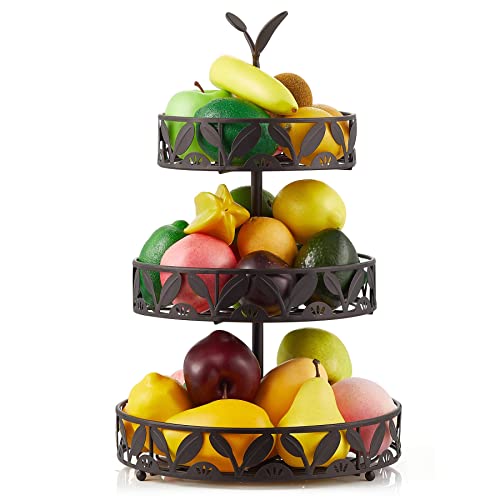 Ouseen Cesta de frutas de 3 niveles para cocina, soporte para fruteros, cestas de almacenamiento de frutas desmontables, soporte para encimeras, encimera de cocina, mesa de comedor