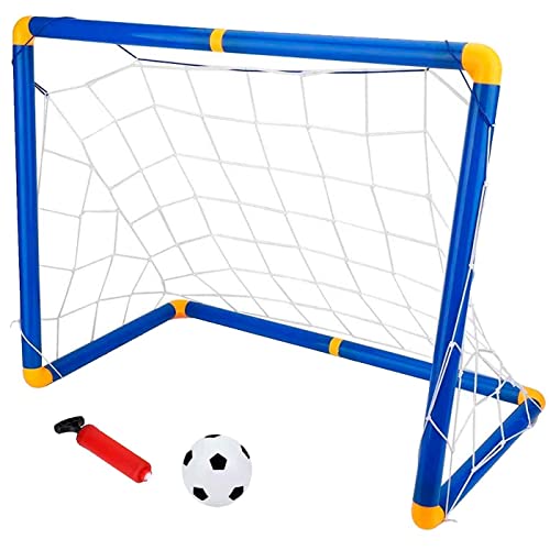 Tradineur - Portería montable de fútbol - Incluye balón de fútbol e inflador - Ideal para niños y para el jardín, la Playa o el Parque, Color y Modelo aleatorios