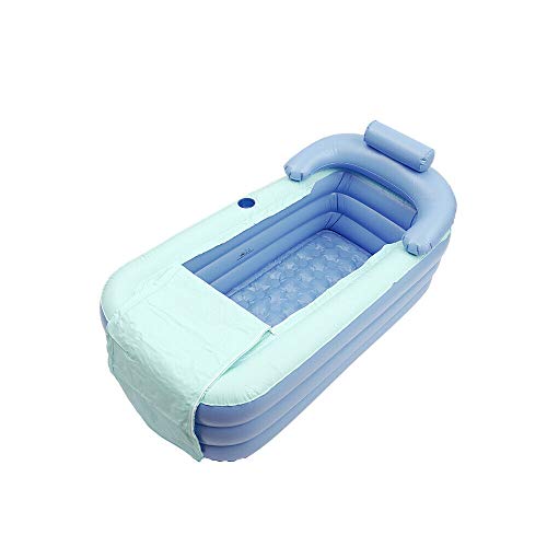 Bañera plegable de 160 x 84 x 64 cm, bañera inflable SPA bañera inflable plegable azul para adultos ducha baño caliente baño de hielo