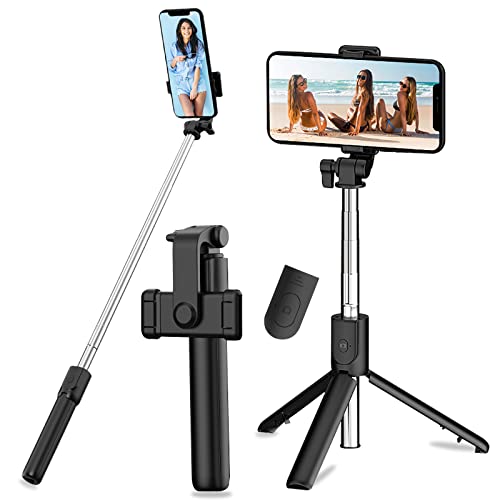 Palo Selfie Trípode Bluetooth Gopro,Mini Extensible 4 en1 Selfie Stick de Aluminio con Mando a Distancia Inalámbrico Trípode InalámbricoTrípode Inalámbrico para Selfies, Trípode Portátil
