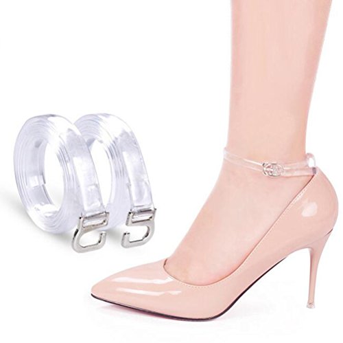 2 pares de correas elásticas transparentes desmontables para zapatos de tacón alto, antisueltos, accesorios (23.6 pulgadas), Transparente