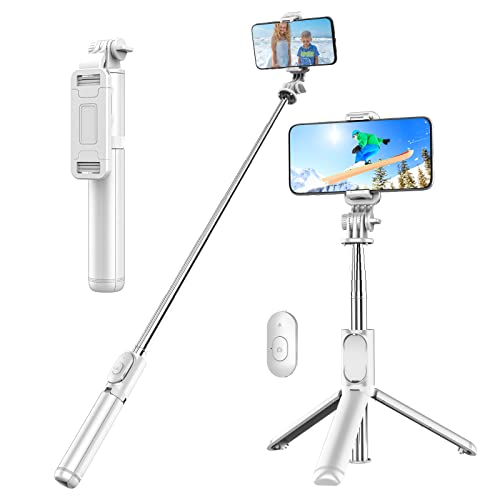 Palo Selfie Trípode, 4 en 1 Selfie Stick Móvil Extensible con Inalámbrico Control Remote, Compatible con iPhone 13/12/11/XS MAX/XS/8 Plus/8, Samsung S10, Huawei, Xiaomi y Más