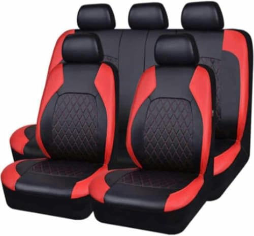 SANYOM 9 Piezas Cuero Funda Asiento Coche para Citroen Xsara Picasso 2.0 HDI，Compatible con airbag Lateral Rojo