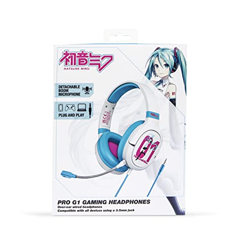 OTL Technologies HM1010 Hatsune Miku Pro G1 - Auriculares con Cable para Juegos con micrófono Desmontable