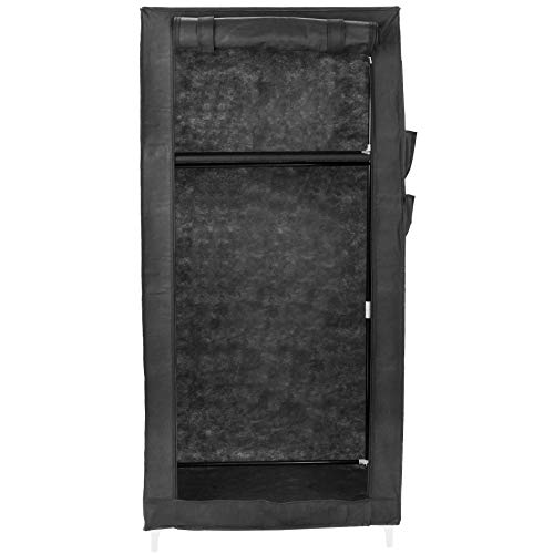PrimeMatik - Armario ropero guardarropa de Tela Desmontable 70 x 45 x 155 cm Negro con Puerta Enrollable