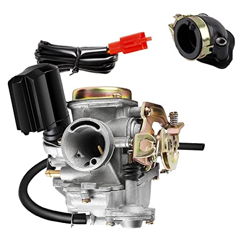 Kefflum Carburador, 18mm Carburador de Rodillos para Rex RS 400 / RS 450 / RS 460 / GY6 50cc E-Choke