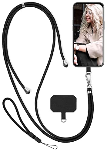 moex Unleash para Sony Xperia XZ3 – Cadena para teléfono móvil con mosquetón, correa de cuello desmontable rápidamente, con almohadilla para el cuello, cadena para colgar en negro