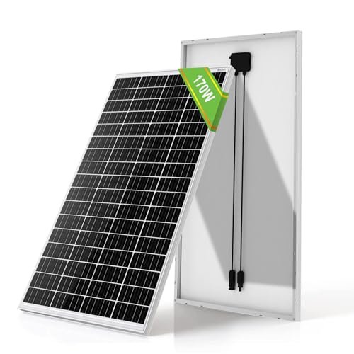 ECO-WORTHY Panel Solar 12V Placa Solar Monocristalino 170W para Cargar Bateria, caravana, Jardín, Barco, Casa