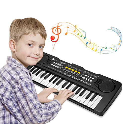 Docam Teclado de Piano para Niños, 37 Teclas Electrónicos Piano Musical para Multifuncionales Portátiles Educativos Niños Regalo de Navidad Cumpleaños Juguetes para 3 4 5 6 Años Niñas Niños (Negro)