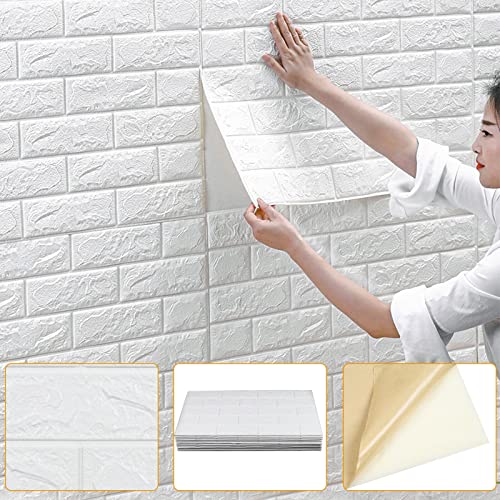 NadineDutol 10 paneles de pared autoadhesivos 3D ladrillo papel pintado impermeable efecto piedra papel pintado impermeable DIY mampostería en relieve decoración de pared 70 x 77 cm