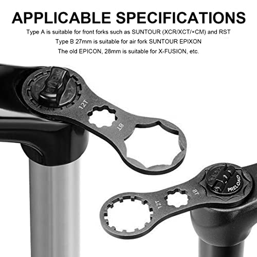NIANOPKM 2 piezas herramienta de reparación de horquilla delantera de bicicleta para SR Suntour XCR/XCM/XCT/RST MTB bicicleta horquilla delantera enchufe quitar e instalar llave (negro)