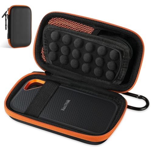 AMFUN Naranja Funda de Disco Duro, Funda Protectora de Viaje Bolsa de Almacenamiento, Funda rígida para Portable External,para Funda Estuche para Sandisk Extreme/WD My Passport SSD