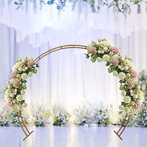 YENWEAGEWGE Arco de boda 2,7 m x 2,3 m, metal, redondo, soporte para flores, fondo para bodas, fiestas, ceremonias, eventos, decoración