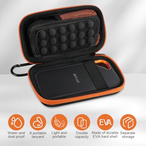 AMFUN Naranja Funda de Disco Duro, Funda Protectora de Viaje Bolsa de Almacenamiento, Funda rígida para Portable External,para Funda Estuche para Sandisk Extreme/WD My Passport SSD