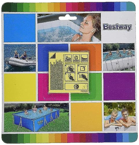 BESTWAY 62091 - Kit de Reparación Parche Adhesivo Extra Fuertes para Uso Bajo el Agua Para Hinchables y Piscinas Desmontables Paquete 10 Unidades 6,35x6,35 cm